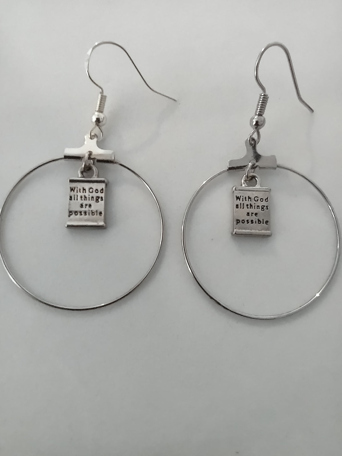 Bible verse Jewelry Matt: 19:23 AllThingsArePossible, Scripture Earrings, Religious Jewelry