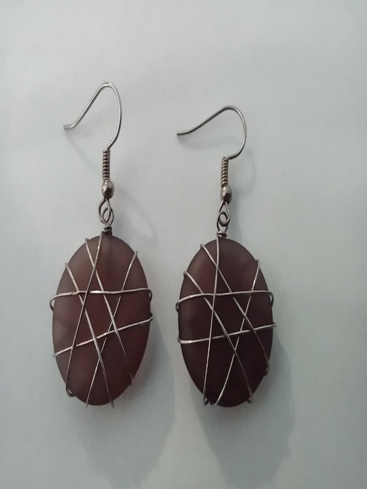 Purple Paradise, Wire Wrapped Purple Round Earrings, Wire Wrapped Earrings