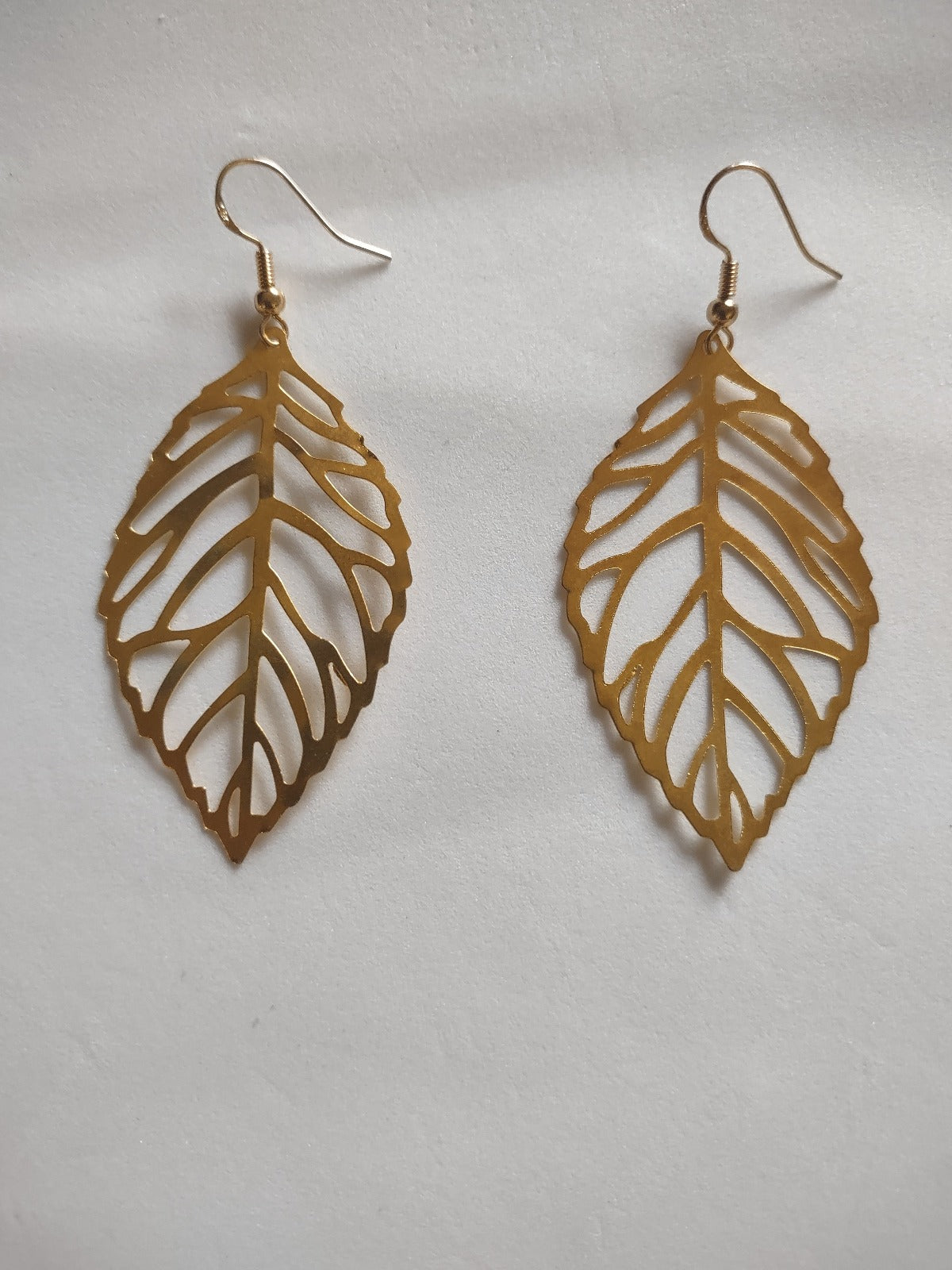 Silver Gold Large Leaf Earrings, Bead Leaf Earrings, Dangle Earrings,Gift for her