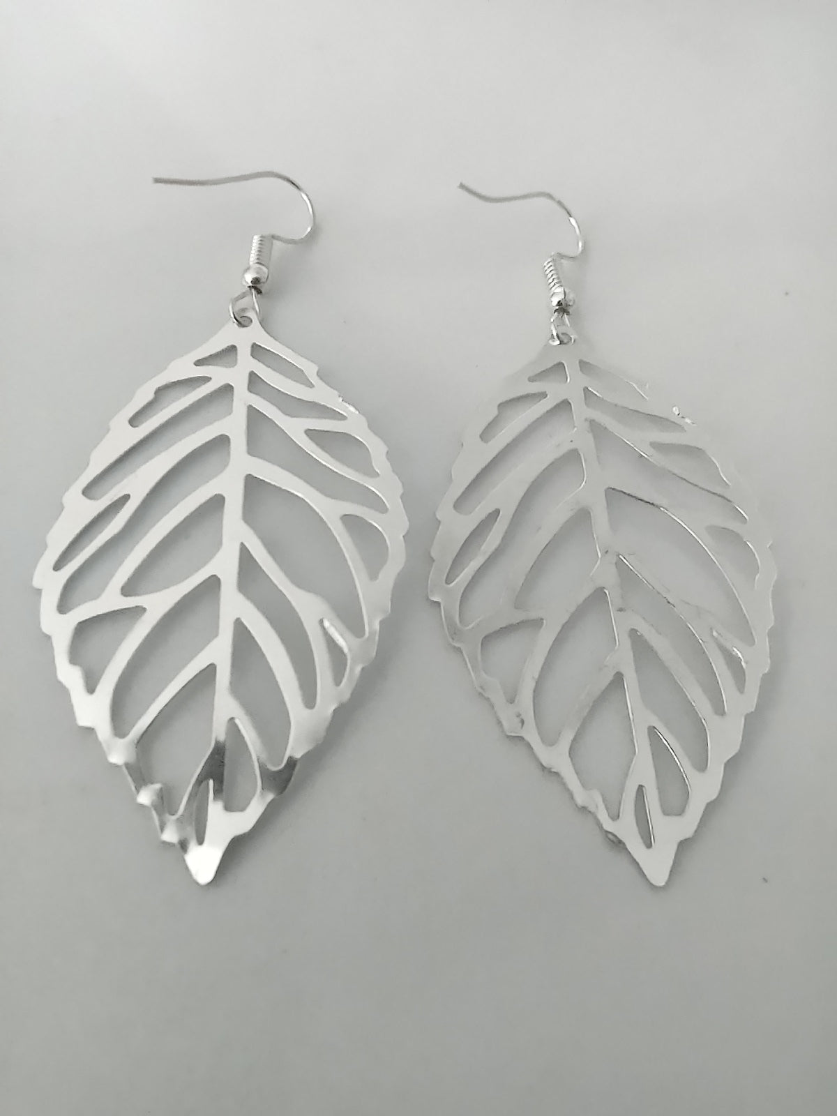 Silver Gold Large Leaf Earrings, Bead Leaf Earrings, Dangle Earrings,Gift for her