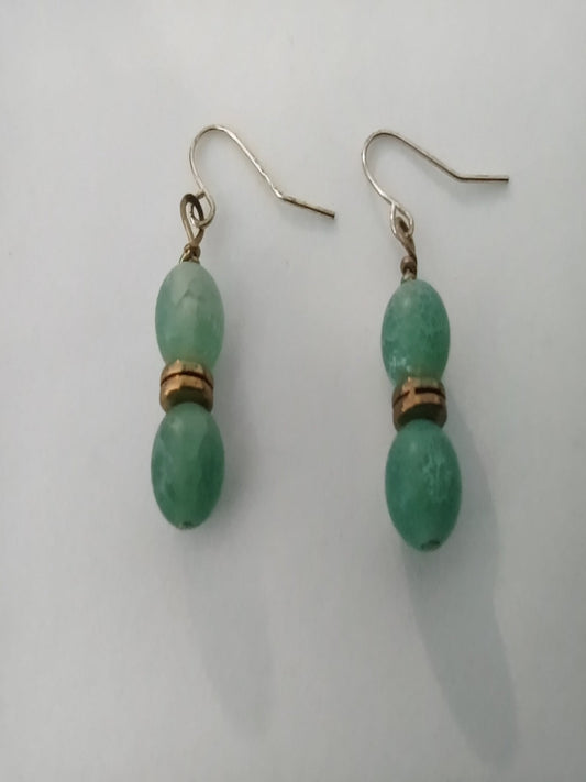 Mint Agate Earrings, Green Agate Dangle Earrings, Agate Earrings, Black Business