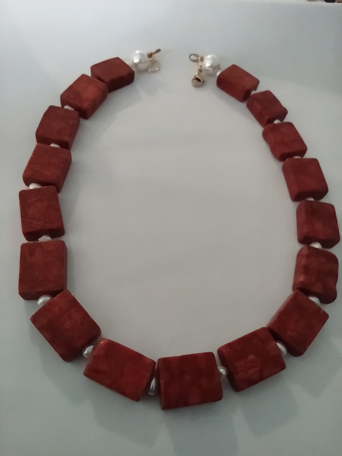 Red Jewelry, Red Square Necklace that hugs the neck