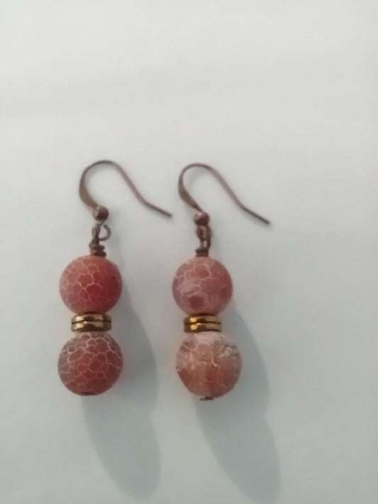 Agate Dangle Earrings, Agate Jewelry, Agate Crackle Earrings